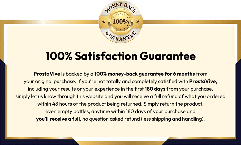  ProstaVive 100% Satisfaction Gurantee :